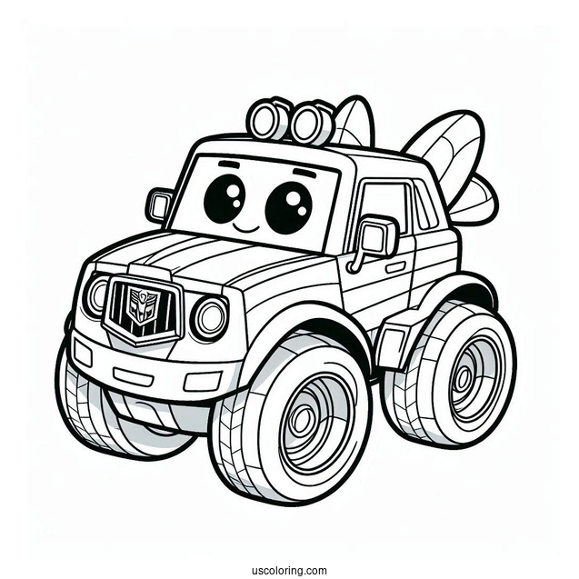 Bumblebee In Car Form Rescue Bots Coloring Page
