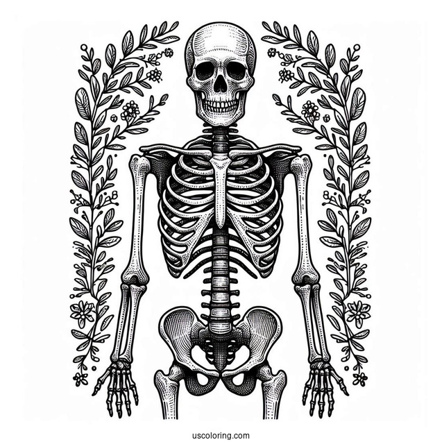 Realistic Adult Skeleton Coloring Page