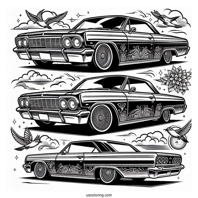 Impala Lowrider Coloring Page With Custom Design