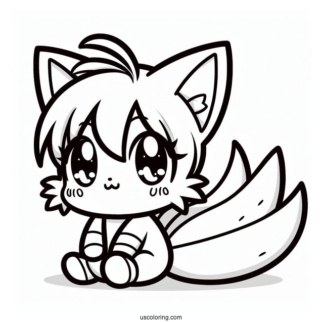 Kawaii Tails Coloring Page For Preschoolers