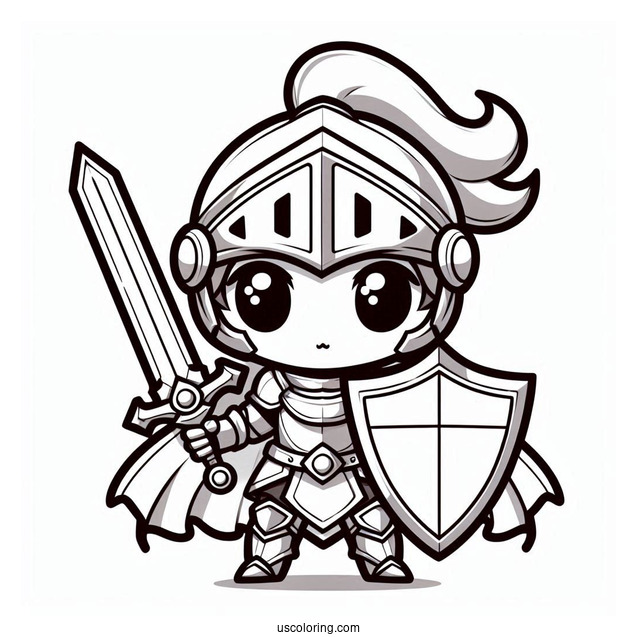 Chibi Knight With Shield And Big Sword