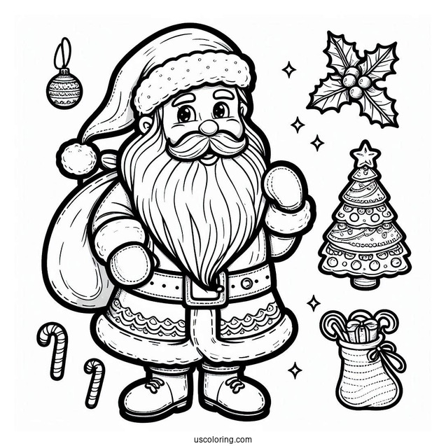 Father Christmas In Complete Suit To Color For Kids