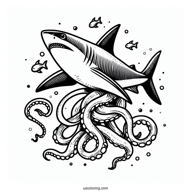 Great Shark Coloring Page Outline For Kids