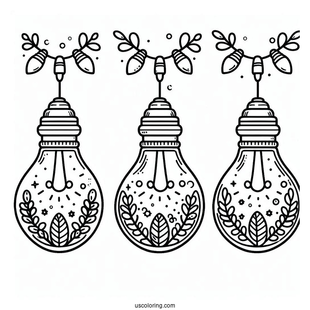 Simple To Color Christmas Light Bulbs
