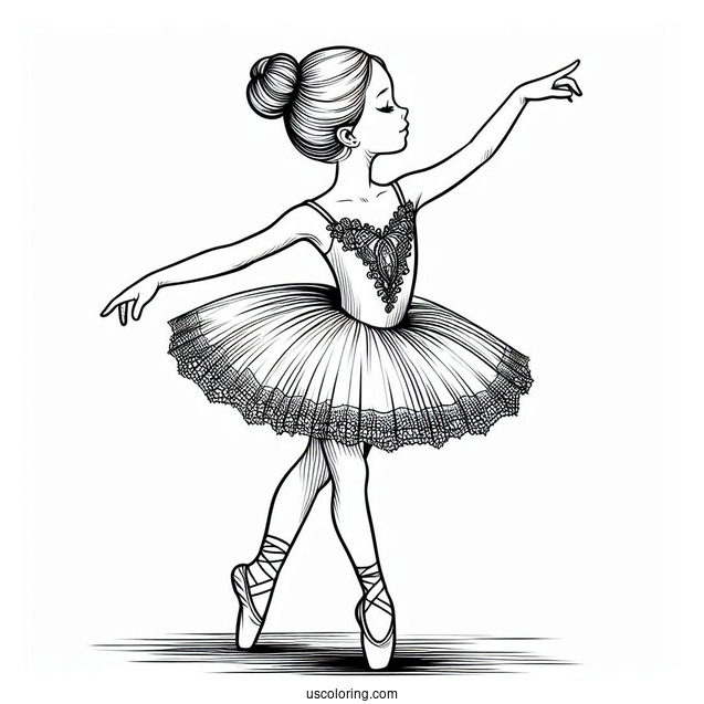Cute Ballerina Dancing In Studio To Color