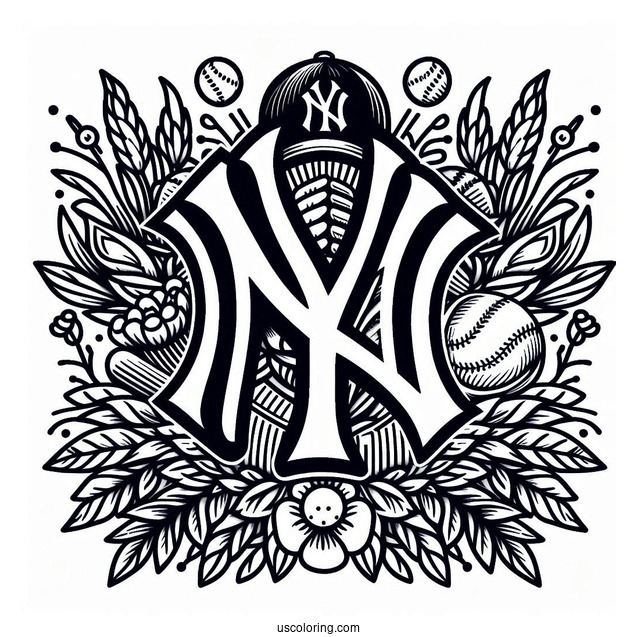 New York Coloring Page Of Yankees Logo