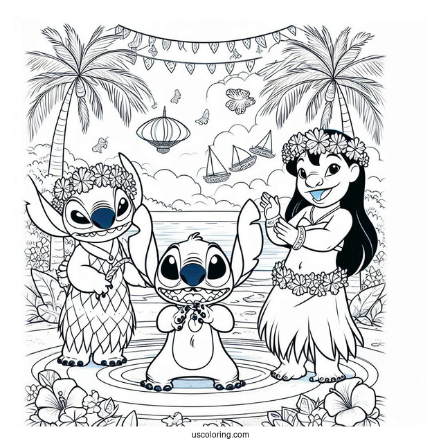 Lilo and Stitch With Friends Hula Dancing