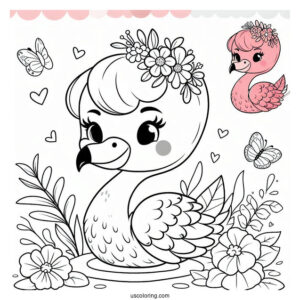 Cute Baby Cartoon Flamingo For Preschoolers