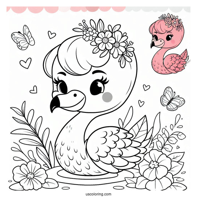 Cute Baby Cartoon Flamingo For Preschoolers