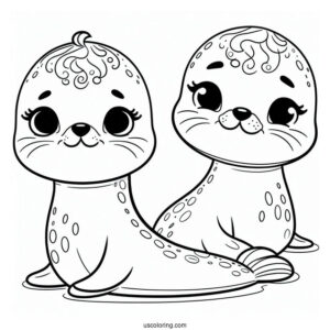 Smiling Baby Seal Coloring Page For Preschoolers