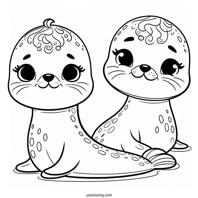 Smiling Baby Seal Coloring Page For Preschoolers