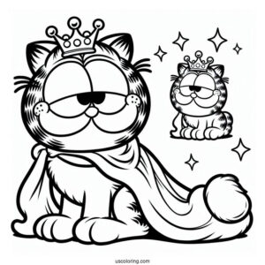 Garfield Holding Crown Coloring In For Preschoolers