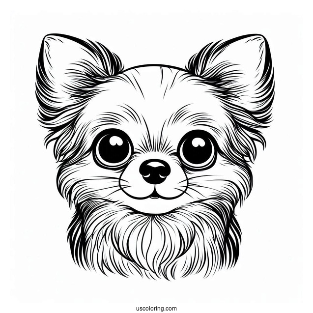Simple Chihuahua Coloring Page With Big Eyes
