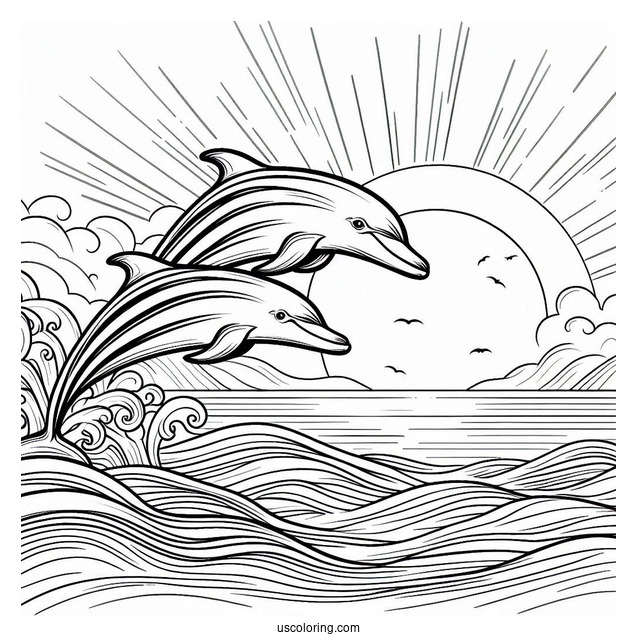 Two Striped Dolphins Swimming In Ocean