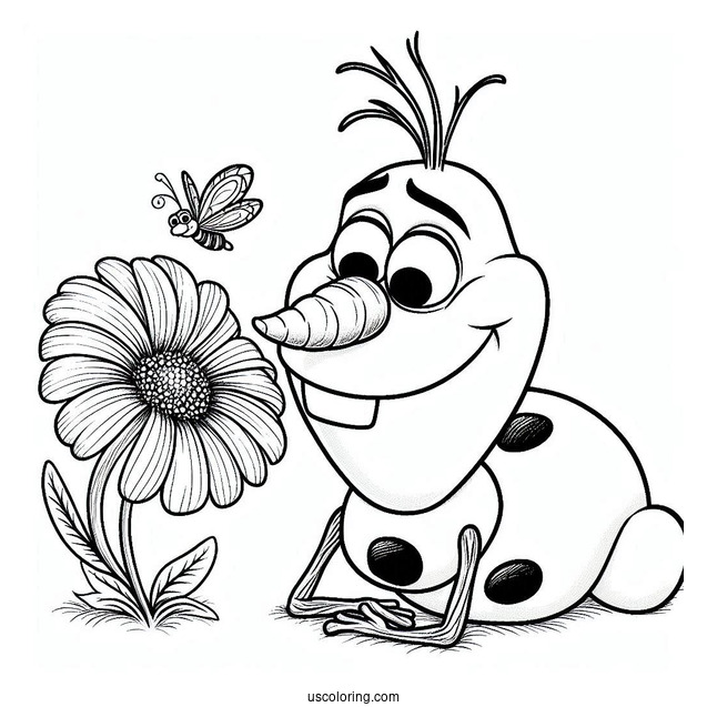 Olaf Looking At a Flower