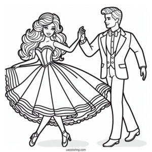 Barbie And Ken Dancing Coloring Sheet