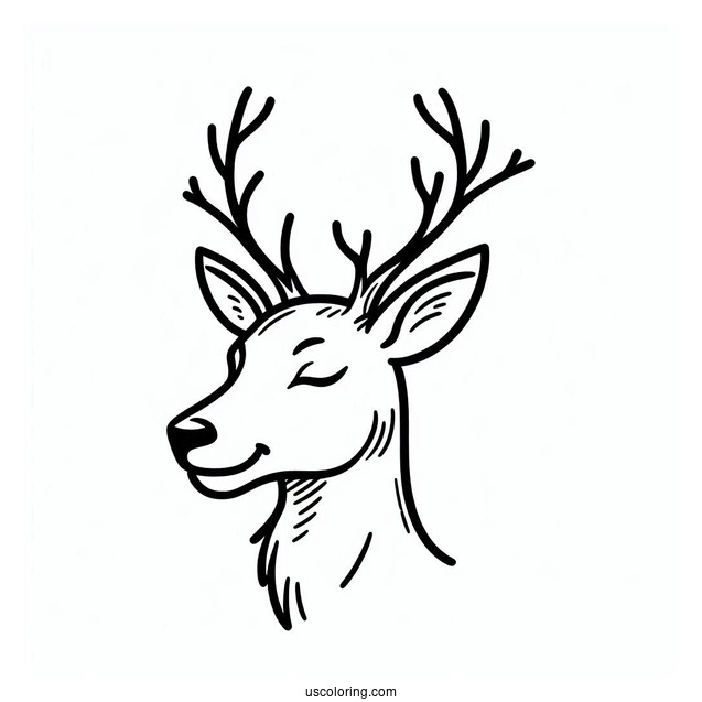 Simple Outline Of Reindeer Head