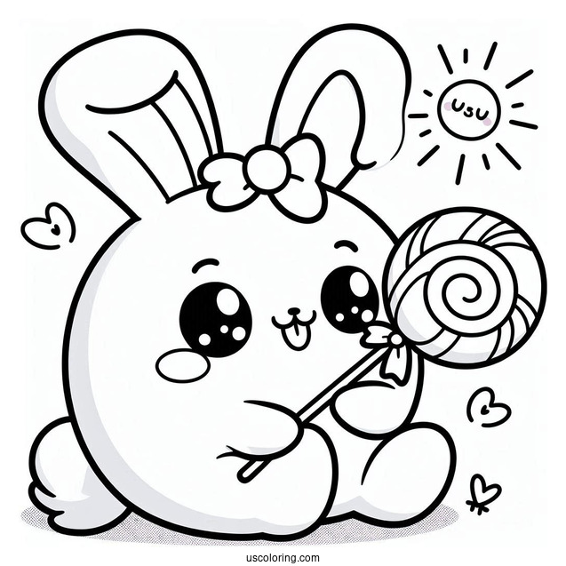 Sunny Bunnies Coloring Page Of Kawaii Big Boo With Lollipop For Kids