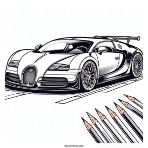 Detailed Bugatti Coloring Page Veyron GTR Racing