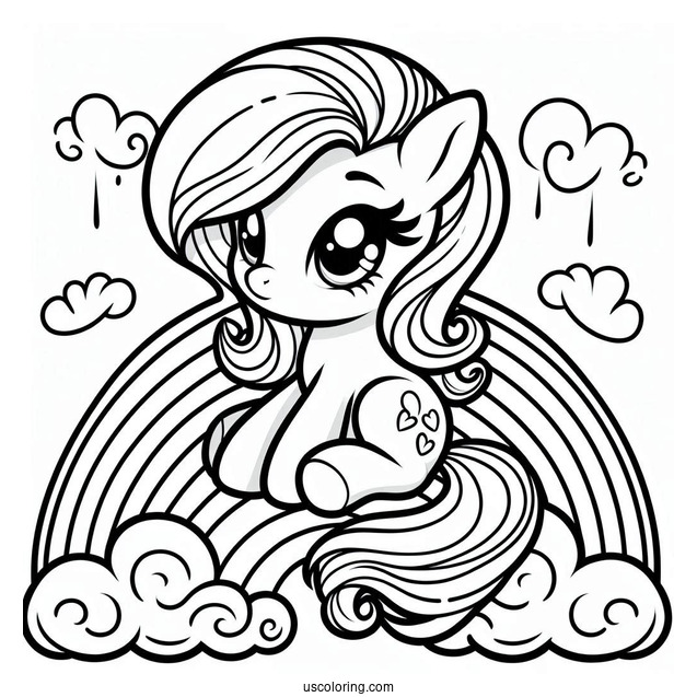 Cartoon My Little Pony Sitting On Rainbow