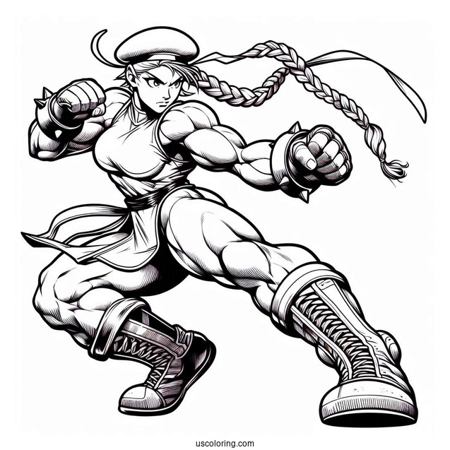 Street Fighter Coloring Page Of Cammy White In Battle Pose