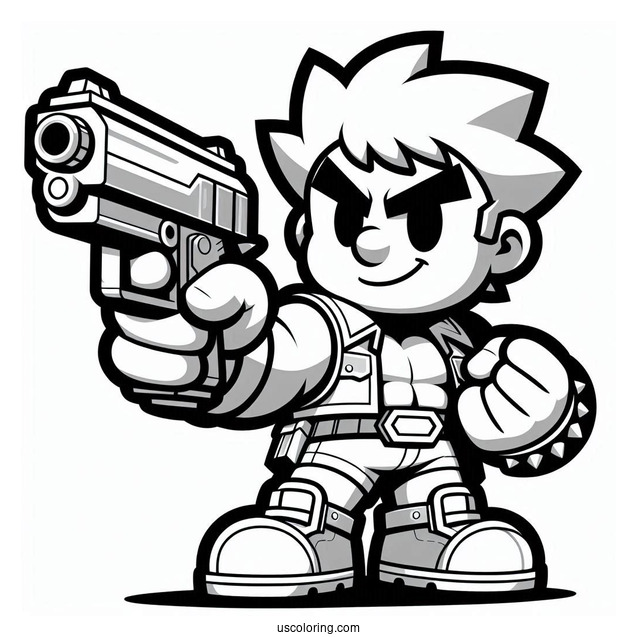 Brawl Stars Coloring Page Of Brock Holding Up Gun