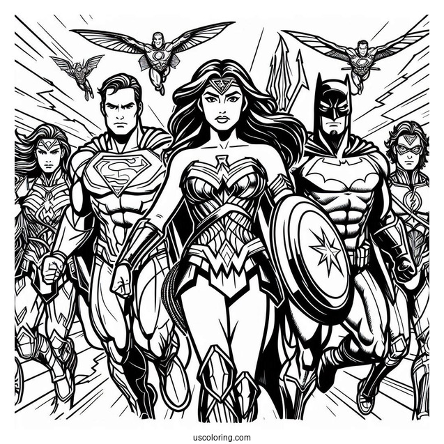 Justice League Coloring Page Poster