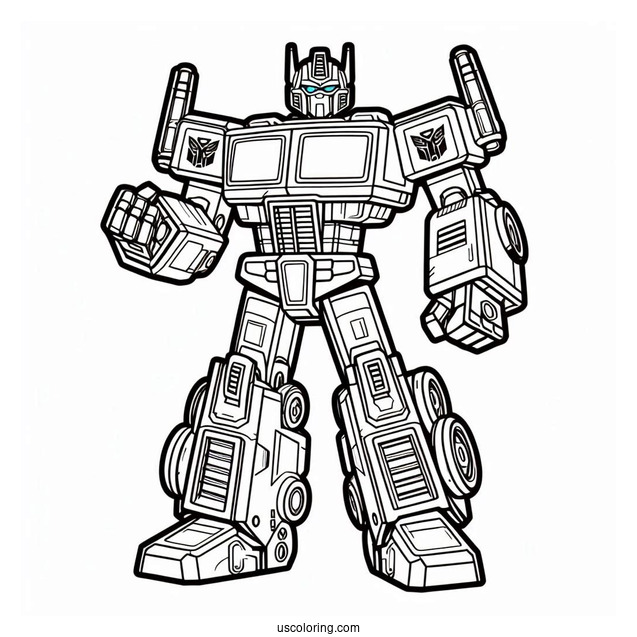 Cute Cartoon Optimus Prime Coloring Page For Preschoolers