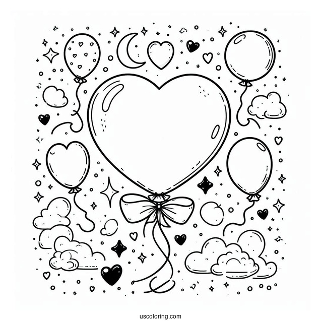 Love Heart Shaped Balloons To Color
