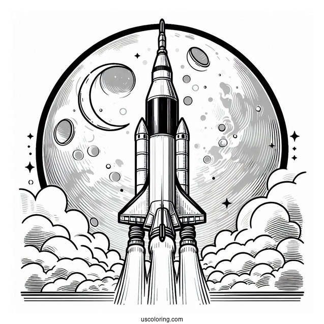 Saturn V Nasa Moon Rocket Coloring Sheet