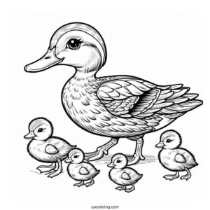 Blue-winged Teal Duck With Ducklings