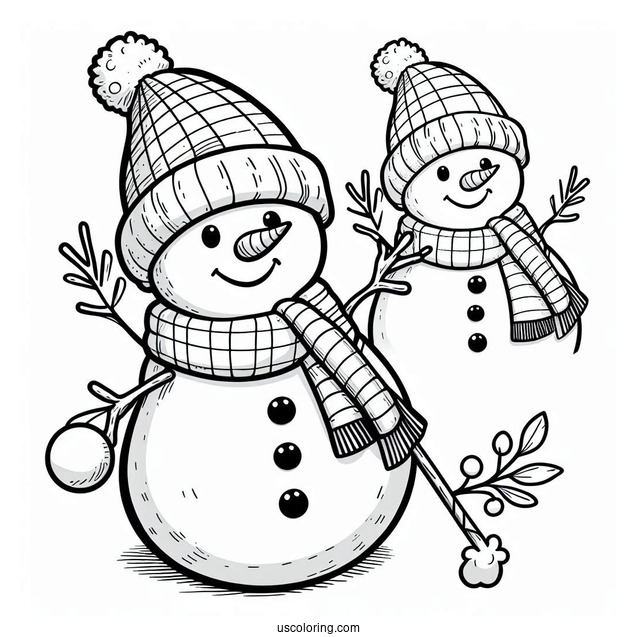 Jolly Looking Snowman To Color