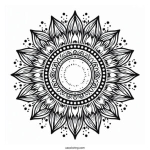 Sun Mandala With Normal Sun Coloring Page