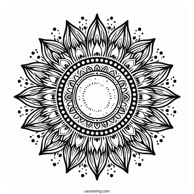 Sun Mandala With Normal Sun Coloring Page