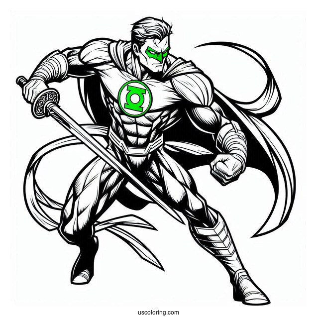 Green Lantern Fighting Coloring Page