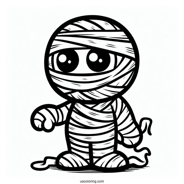 Easy Cartoon Mummy Coloring Page