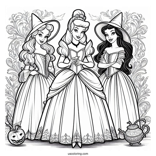 The Wicked Stepsisters From Cinderella Coloring Sheet