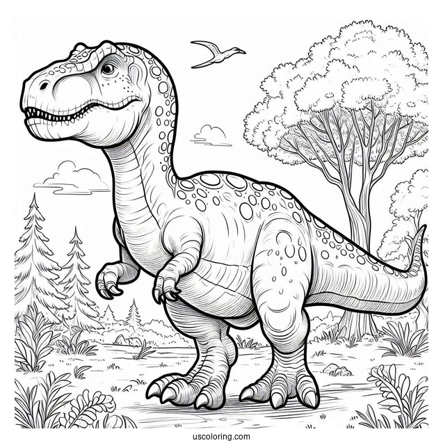 Dinosaur Coloring Page Of Ouranosaurus Strolling In Nature