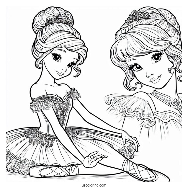 Cinderella Ballerina Coloring Page