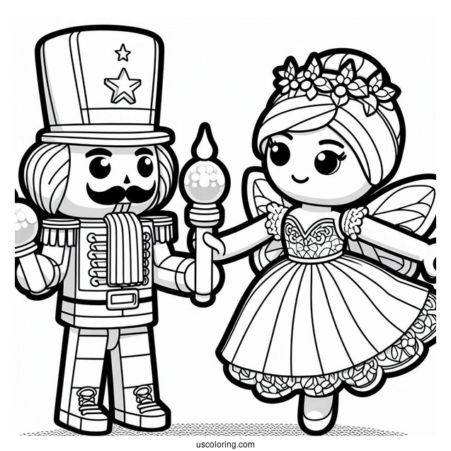 Lego Nutcracker Dancing With Sugar Plum Fairy To Color