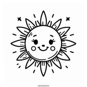 Easy Outline Of a Smiling Sun To Color