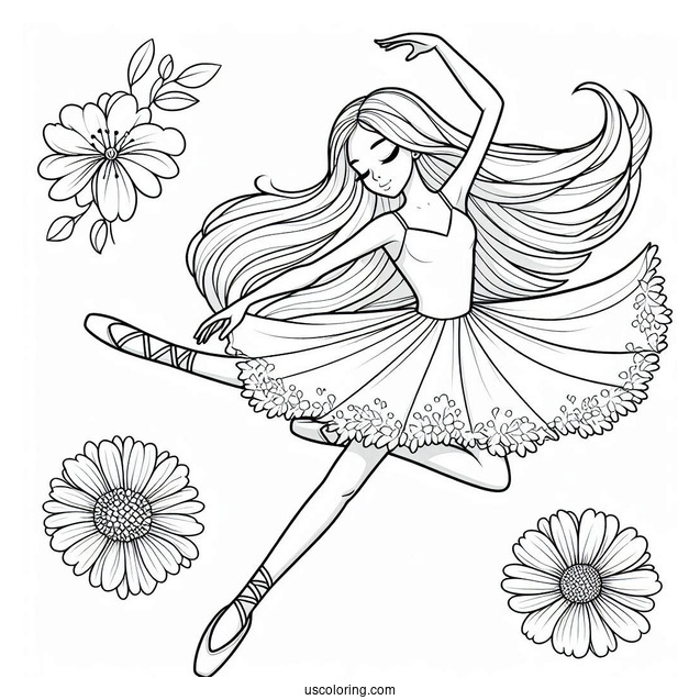 Ballerina With Long Hair Dancing