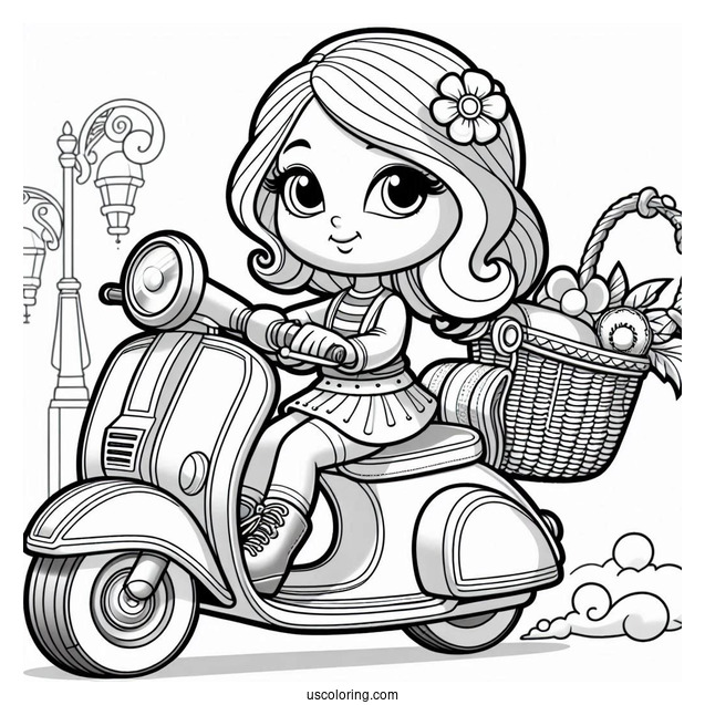 Polly Pocket Coloring Page Riding Scooter With Sidecar With Nikolas