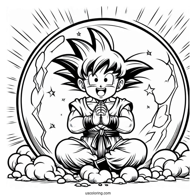Goku Spirit Bomb Coloring Page