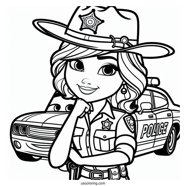 Sheriff Character From Cars Movie To Color