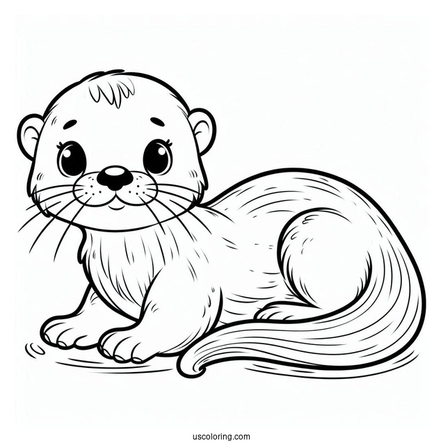Small Otter Coloring Page With Long Tail