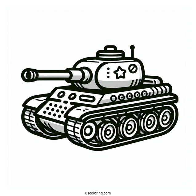 Simple Military Tank for Preschoolers to Color In