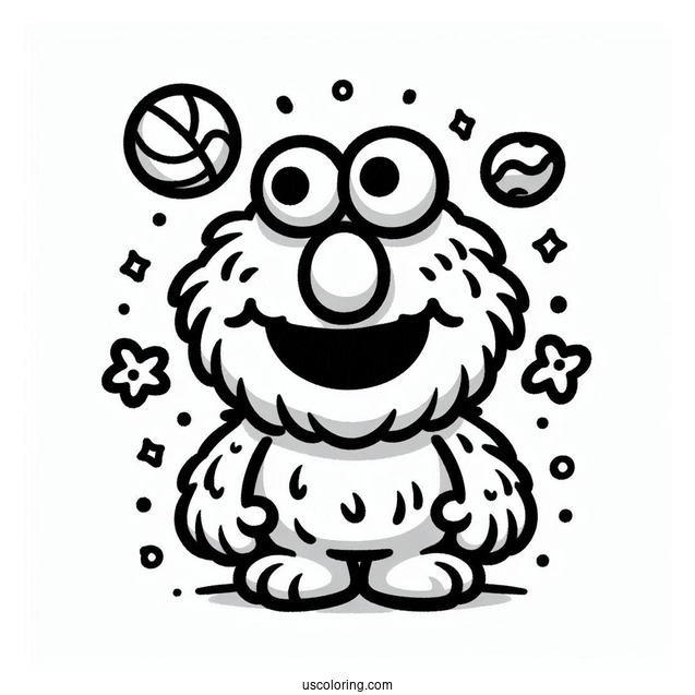 Chibi Elmo Coloring Page For Preschoolers