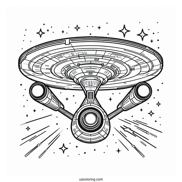 Simple Star Trek Coloring Page Of USS Exeter Outline