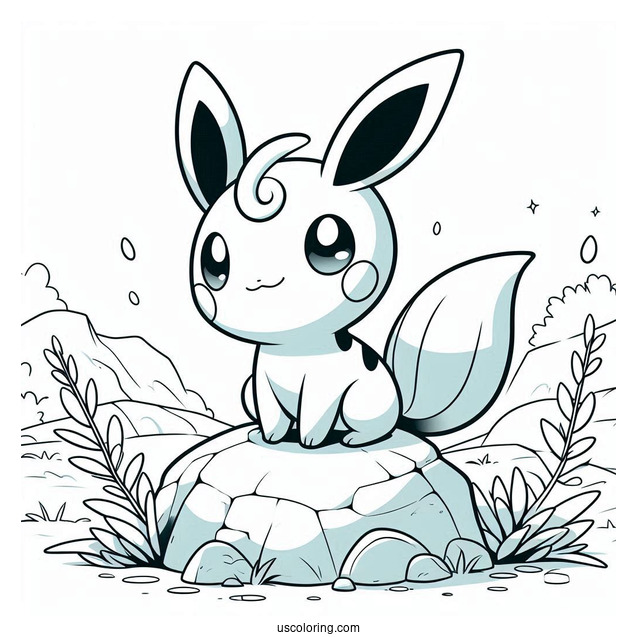 Adorable Mudkip Standing On Rock Coloring In